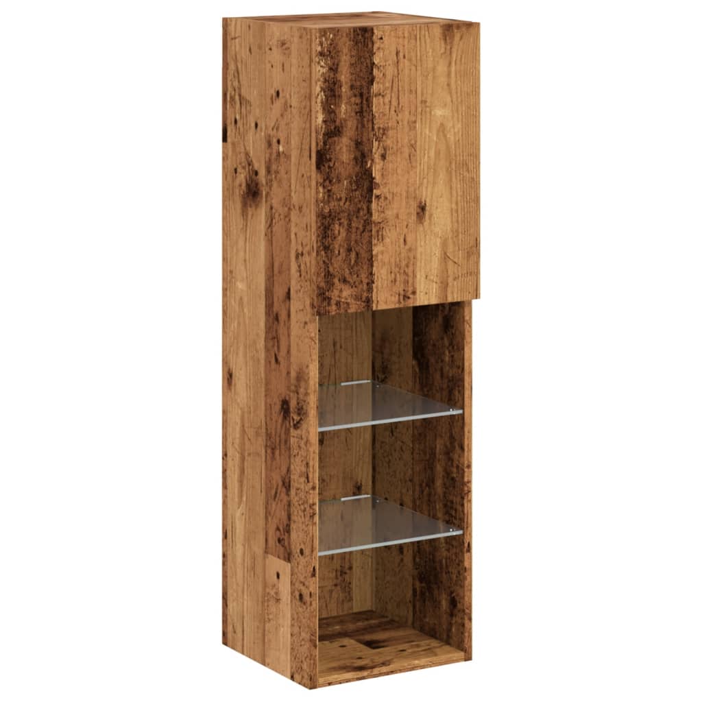 TV-Møbel Gammelt Tre Tv-benk med LED-lys 30,5x30x102 cm
