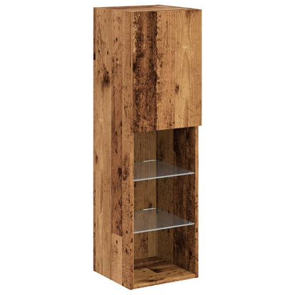 TV-Møbel Gammelt Tre Tv-benk med LED-lys 30,5x30x102 cm