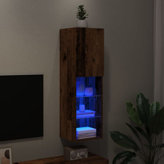 TV-Møbel Gammelt Tre Tv-benk med LED-lys 30,5x30x102 cm