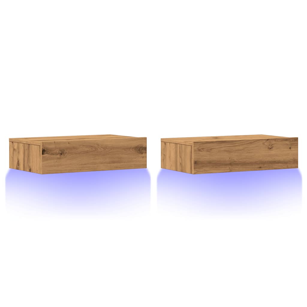 TV-Møbel Artisan Eik Tv-benker med LED-lys 2 stk 60x35x15,5 cm