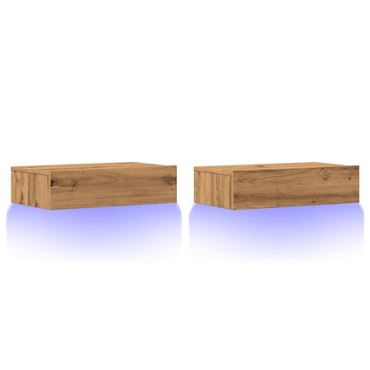 TV-Møbel Artisan Eik Tv-benker med LED-lys 2 stk 60x35x15,5 cm