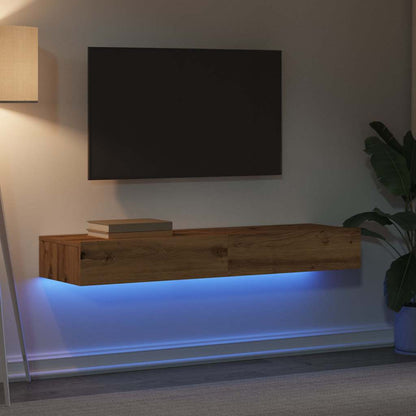 TV-Møbel Artisan Eik Tv-benker med LED-lys 2 stk 60x35x15,5 cm