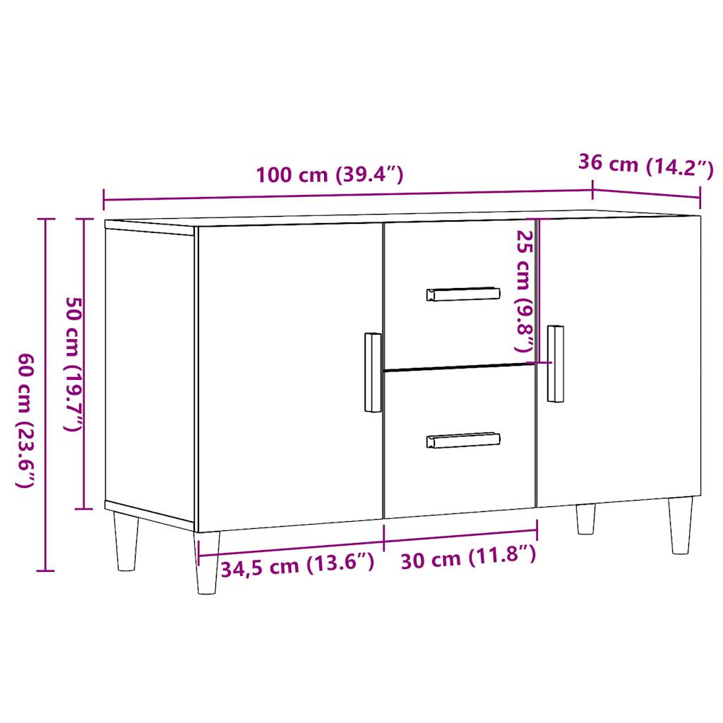 Skjenk Gammelt Tre 100x36x60 cm