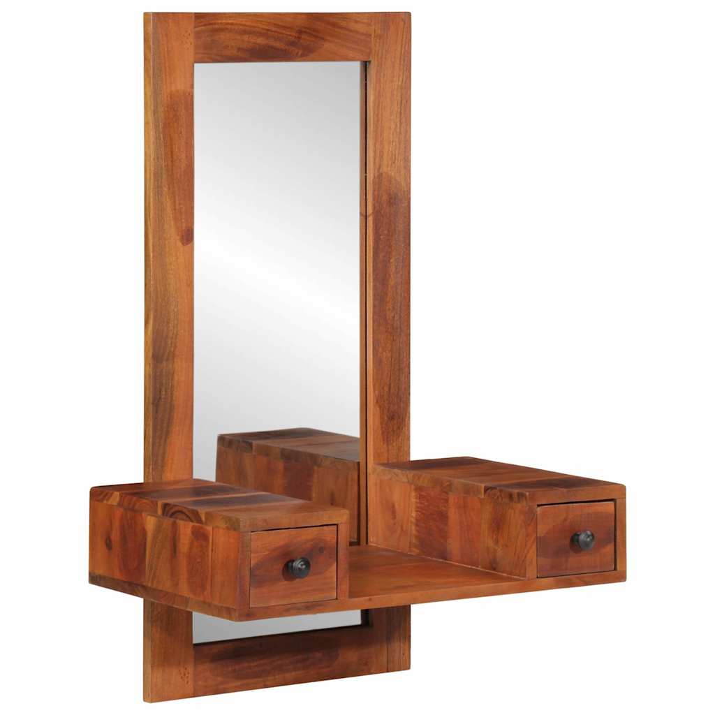 Veggspeil heltre akasie med skuffer 60x33x90 cm heltre akasie