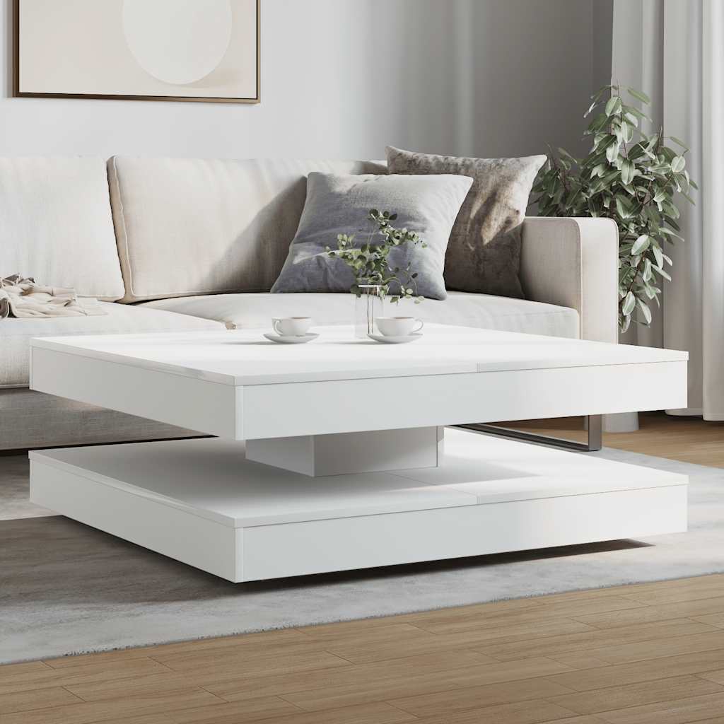 Salongbord Sofabord Hvit 360-graders roterbart 90x90x34,5 cm