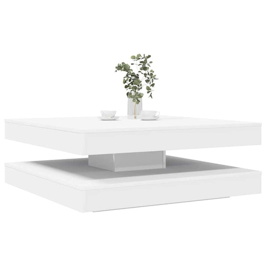 Salongbord Sofabord Hvit 360-graders roterbart 90x90x34,5 cm