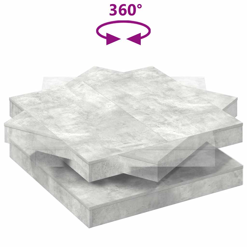 Salongbord Sofabord Betonggrå 360-graders roterbart 90x90x34,5 cm