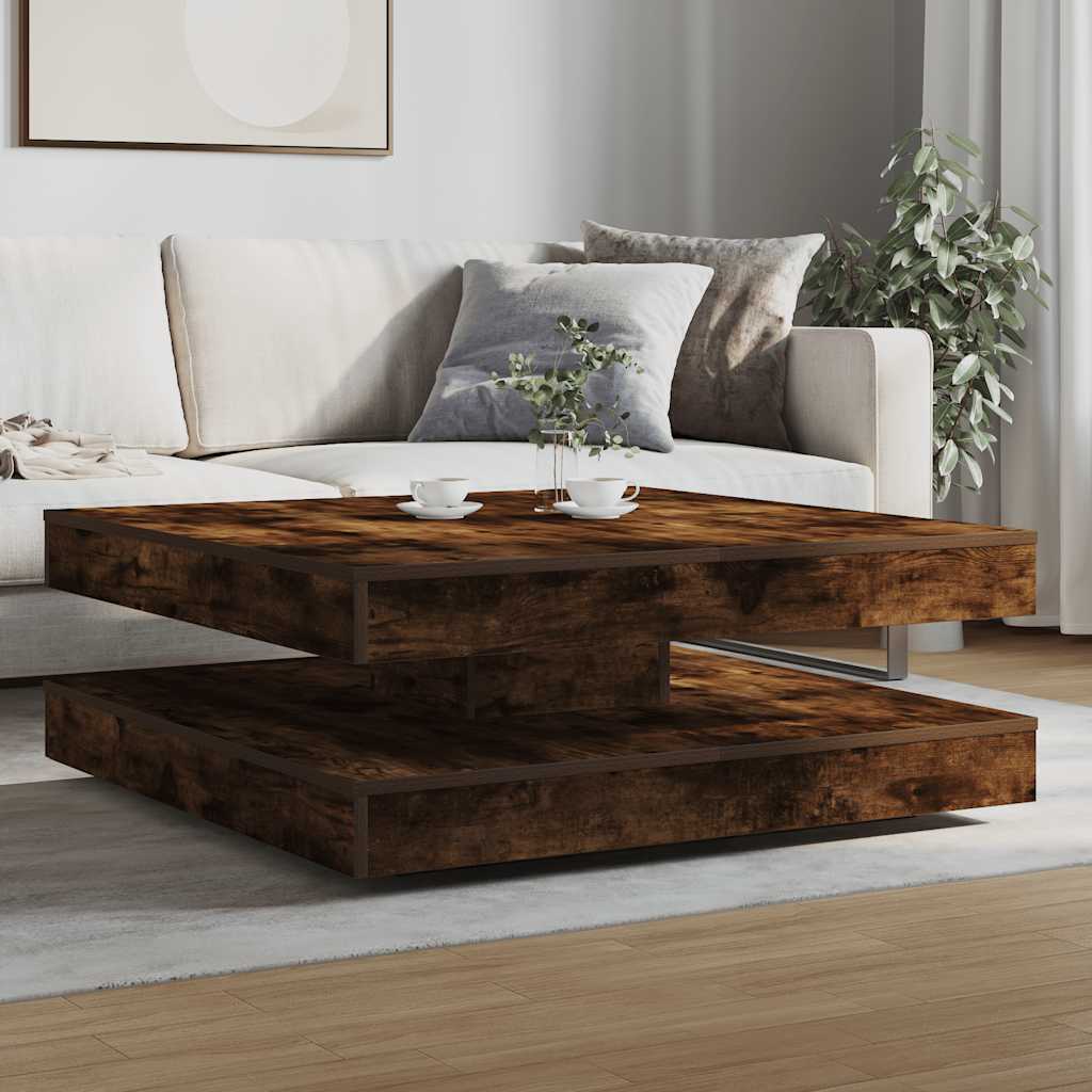 Salongbord Sofabord Røkt Eik 360-graders roterbart Røkt Eik 90x90x34,5 cm