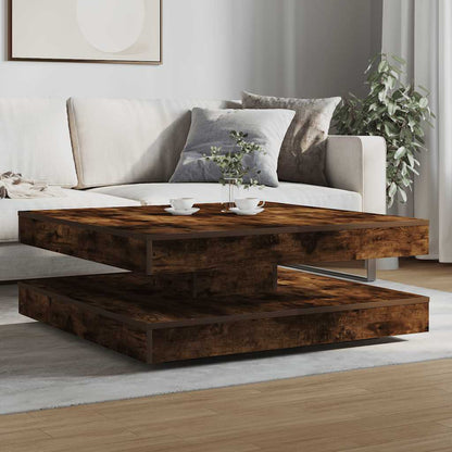 Salongbord Sofabord Røkt Eik 360-graders roterbart Røkt Eik 90x90x34,5 cm