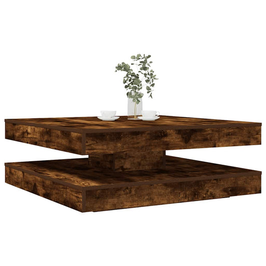 Salongbord Sofabord Røkt Eik 360-graders roterbart Røkt Eik 90x90x34,5 cm