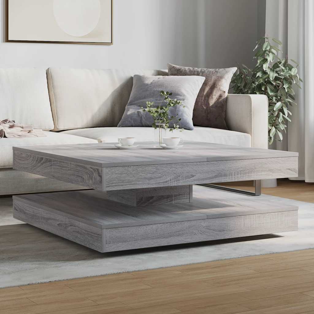 Salongbord Sofabord Sonoma Grå 360-graders roterbart 90x90x34,5 cm