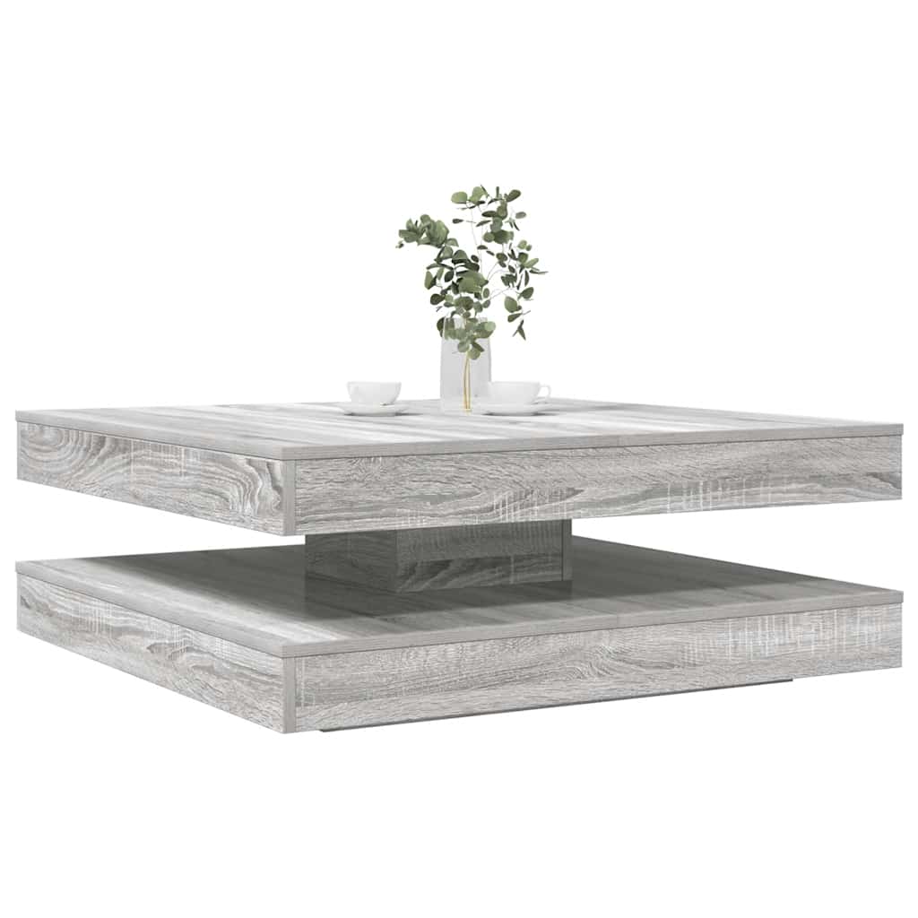 Salongbord Sofabord Sonoma Grå 360-graders roterbart 90x90x34,5 cm