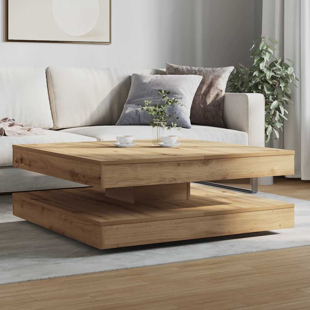 Salongbord Sofabord Artisan Eik 360-graders roterbart 90x90x34,5 cm