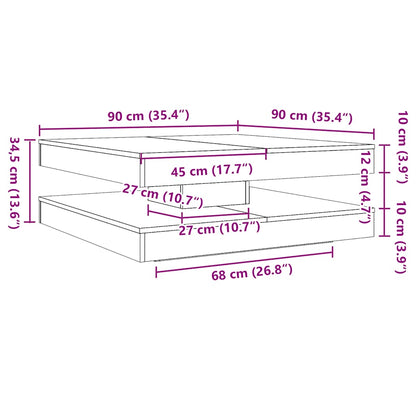 Salongbord Sofabord Artisan Eik 360-graders roterbart 90x90x34,5 cm