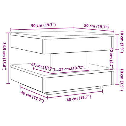Salongbord Sofabord Hvit 360-graders roterbart 50x50x34,5 cm