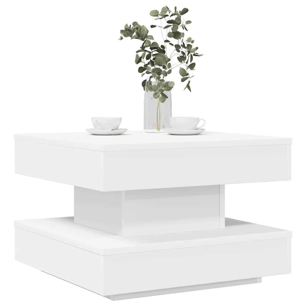 Salongbord Sofabord Hvit 360-graders roterbart 50x50x34,5 cm