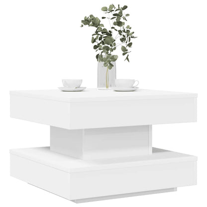Salongbord Sofabord Hvit 360-graders roterbart 50x50x34,5 cm