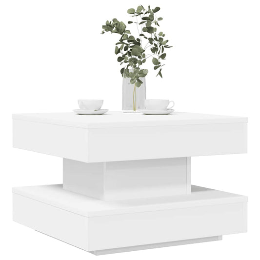 Salongbord Sofabord Hvit 360-graders roterbart 50x50x34,5 cm