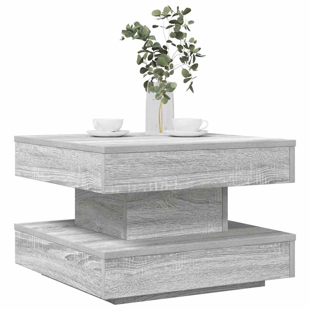 Salongbord Sofabord Sonoma Grå 360-graders roterbart 50x50x34,5 cm