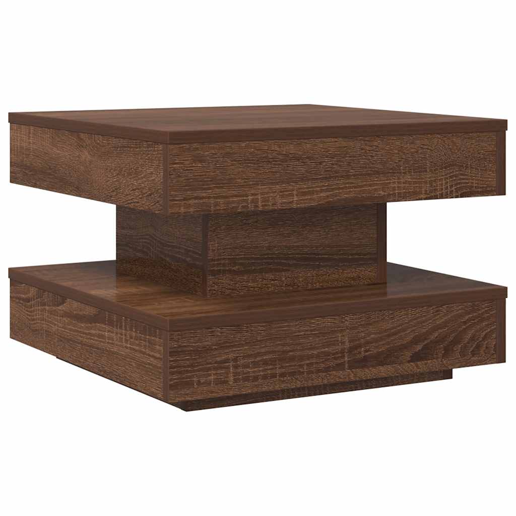 Salongbord Sofabord Brun Eik 360-graders roterbart 50x50x34,5 cm