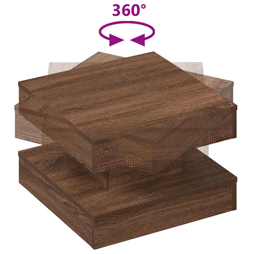 Salongbord Sofabord Brun Eik 360-graders roterbart 50x50x34,5 cm