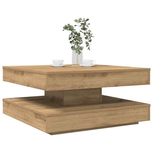 Salongbord Sofabord Artisan Eik 360-graders roterbart 70x70x34,5 cm