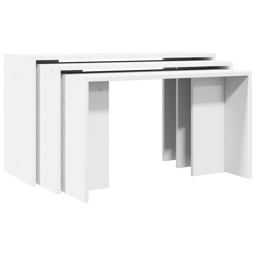 Stablebord 3 stk hvit konstruert tre