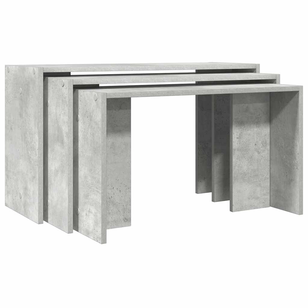 Stablebord 3 stk betonggrå konstruert tre