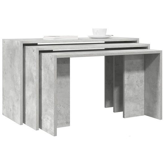 Stablebord 3 stk betonggrå konstruert tre