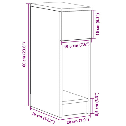Nattbord Sengbord Svart Eik med skuff 20x36x60 cm