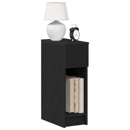 Nattbord Sengbord Svart Eik med skuff 20x36x60 cm