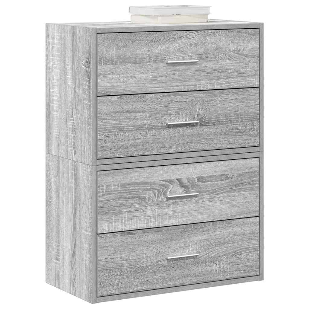 Skap med 2 skuffer 2 stk grå eik 60x31x40 cm konstruert tre