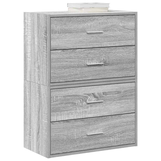 Skap med 2 skuffer 2 stk grå eik 60x31x40 cm konstruert tre