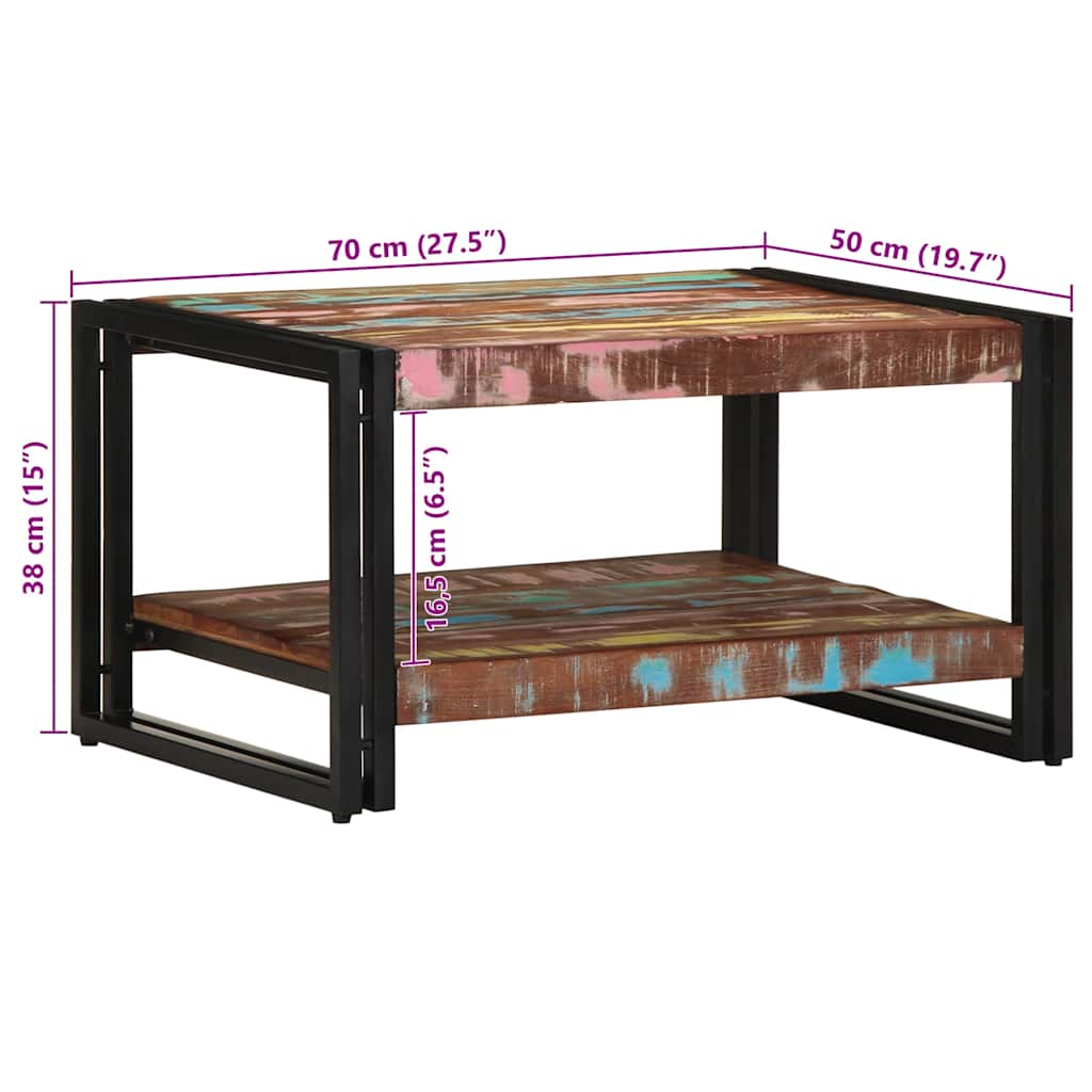 Salongbord Sofabord Tre Gjenvunnet Heltre flerfarget 70x50x38 cm
