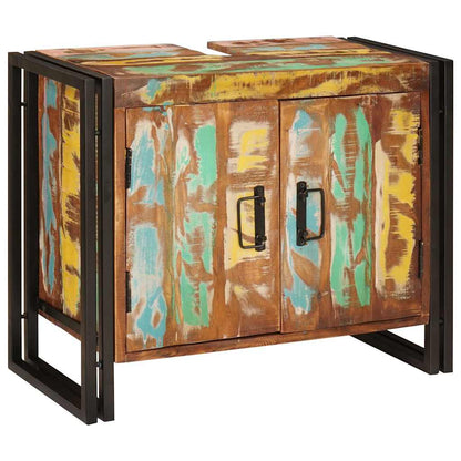 Servantskap Tre til bad 71 x 33 x 58 cm Massiv Gjenvunnet Tre, Jern