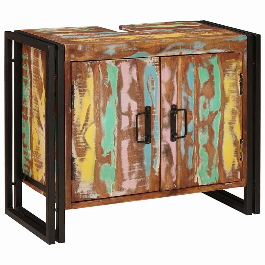 Servantskap Tre til bad 71 x 33 x 58 cm Massiv Gjenvunnet Tre, Jern