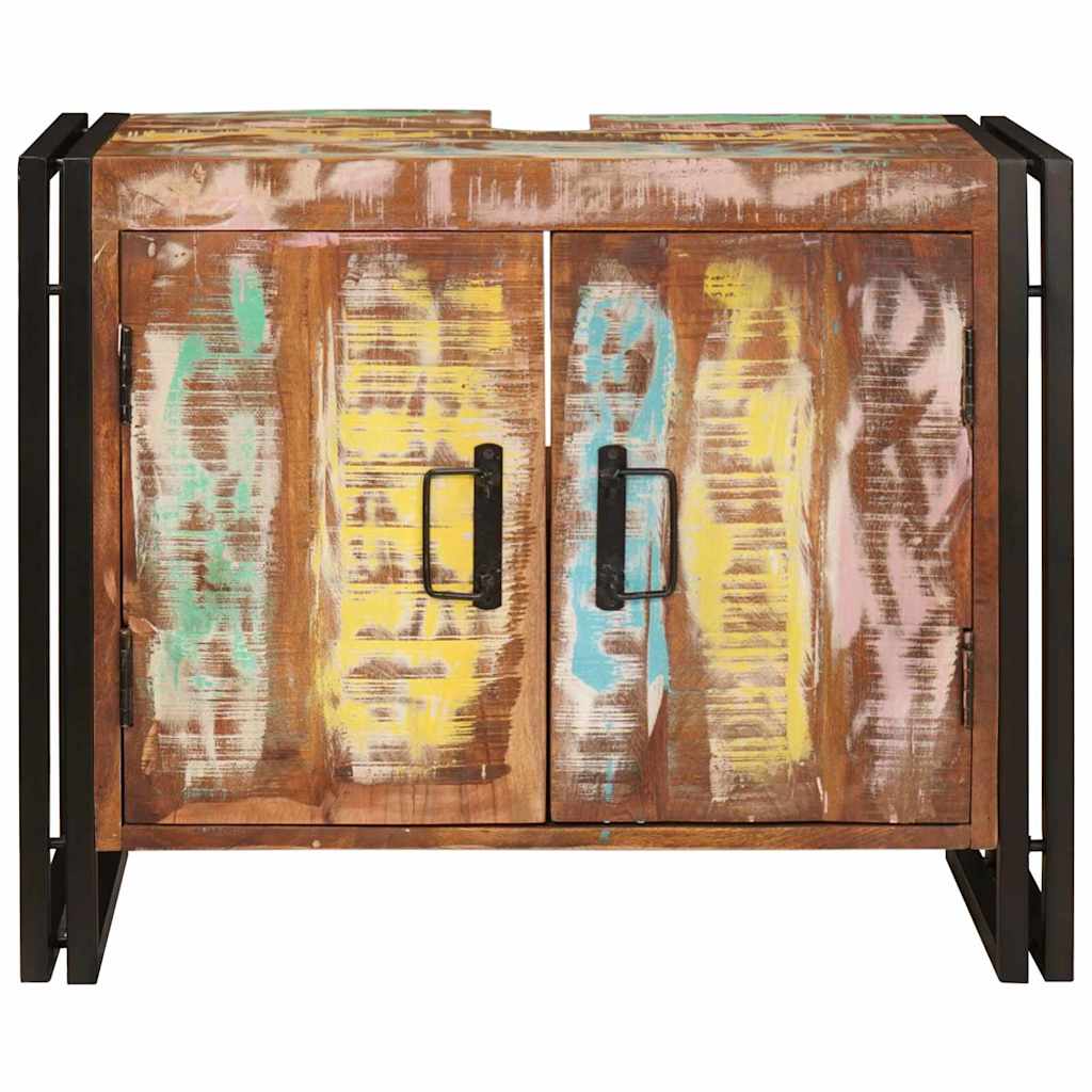 Servantskap Tre til bad 71 x 33 x 58 cm Massiv Gjenvunnet Tre, Jern