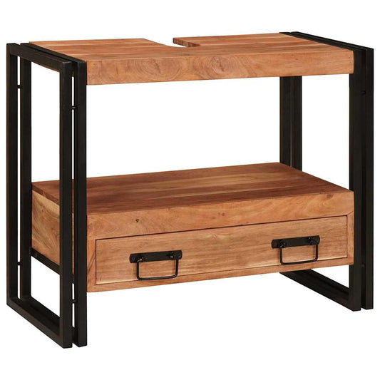 Servantskap Tre til bad 71 x 33 x 58 cm Massiv Akasietre, Jern