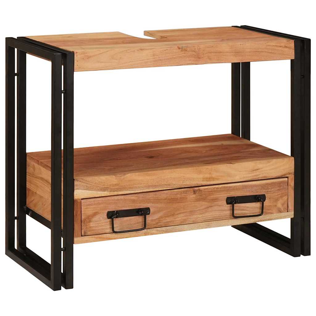 Servantskap Tre til bad 71 x 33 x 58 cm Massiv Akasietre, Jern