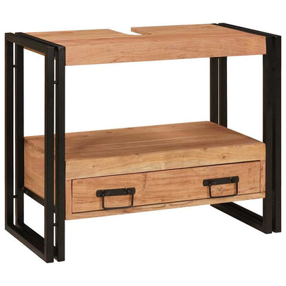 Servantskap Tre til bad 71 x 33 x 58 cm Massiv Akasietre, Jern