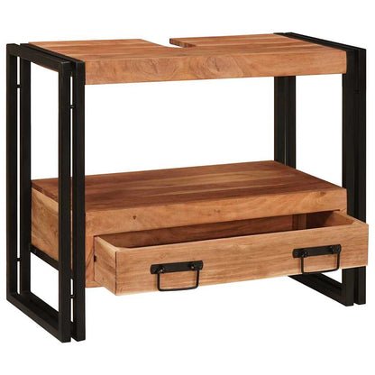 Servantskap Tre til bad 71 x 33 x 58 cm Massiv Akasietre, Jern