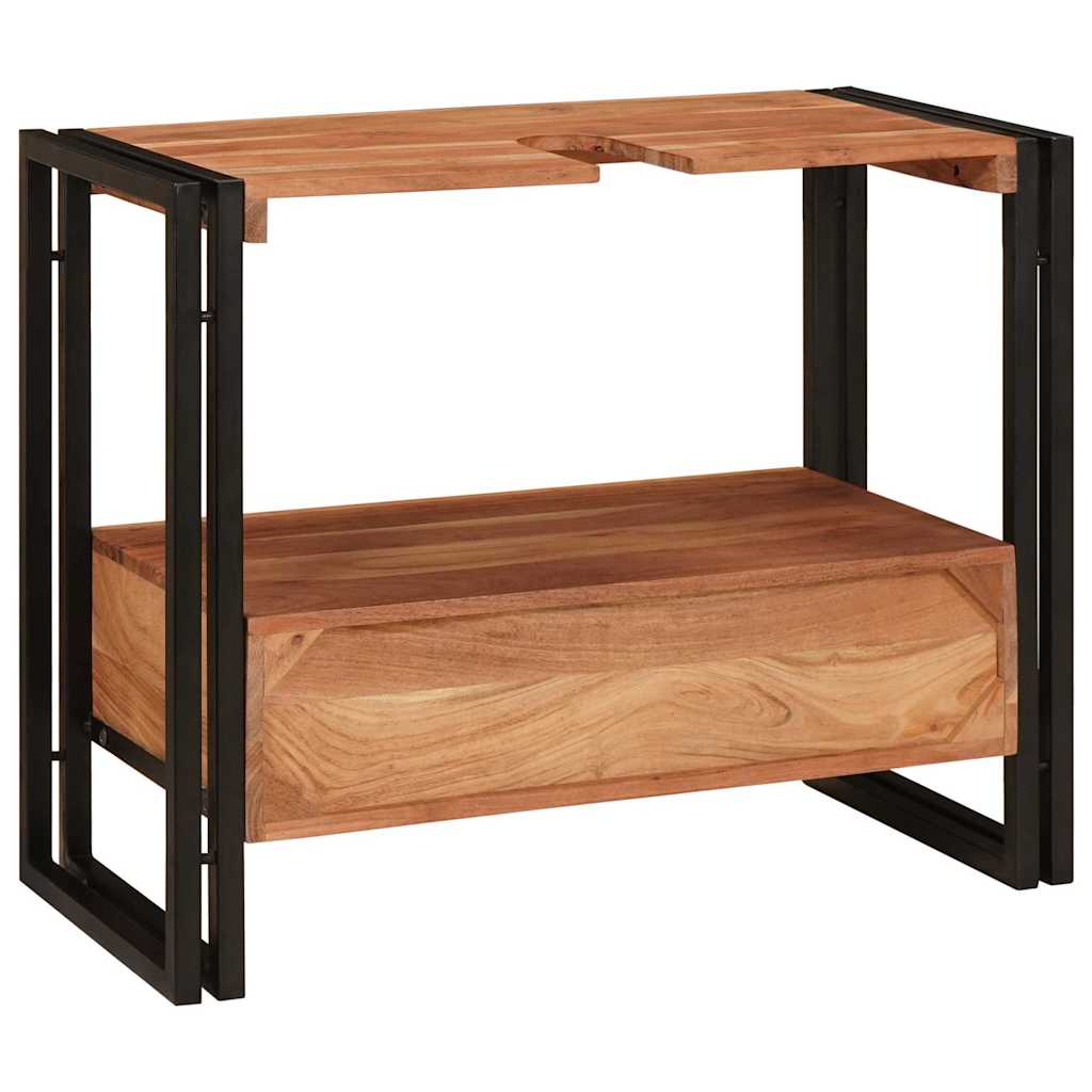 Servantskap Tre til bad 71 x 33 x 58 cm Massiv Akasietre, Jern