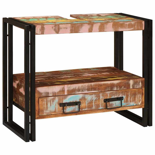 Servantskap Tre til bad 71 x 33 x 58 cm Massiv Gjenvunnet Tre, Jern