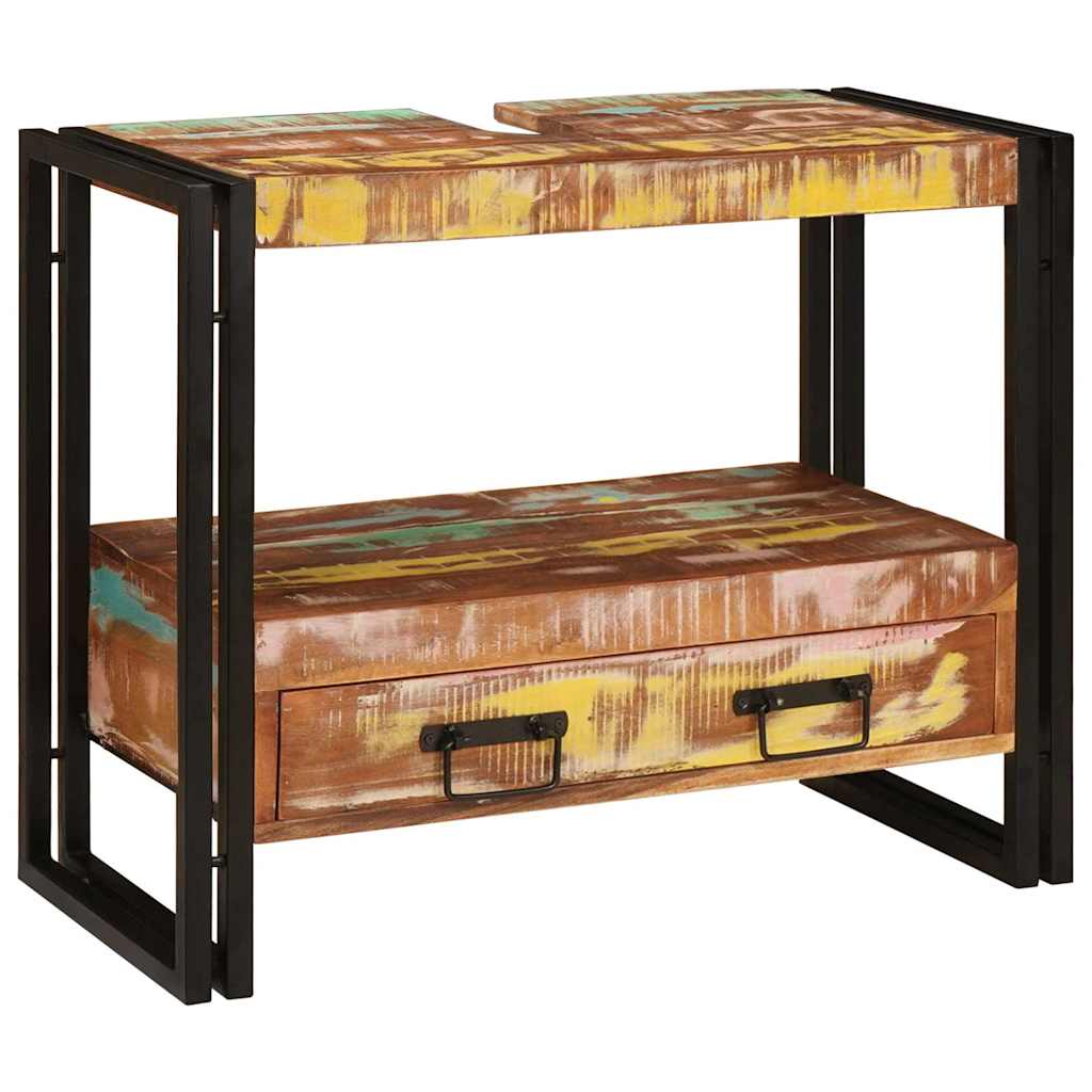 Servantskap Tre til bad 71 x 33 x 58 cm Massiv Gjenvunnet Tre, Jern