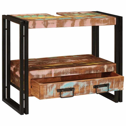 Servantskap Tre til bad 71 x 33 x 58 cm Massiv Gjenvunnet Tre, Jern