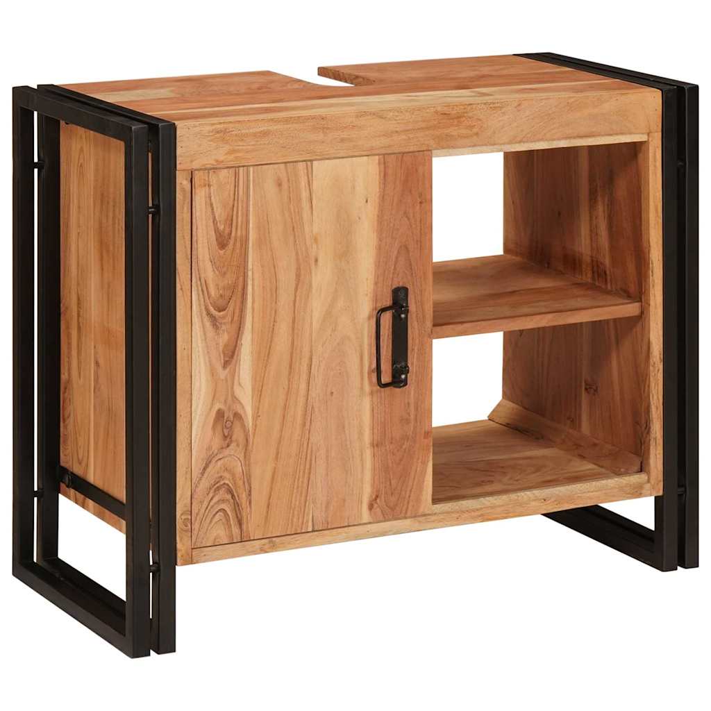 Servantskap Tre til bad 71 x 33 x 58 cm Massiv Akasietre, Jern