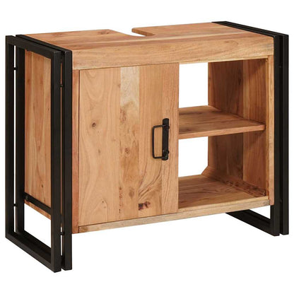 Servantskap Tre til bad 71 x 33 x 58 cm Massiv Akasietre, Jern