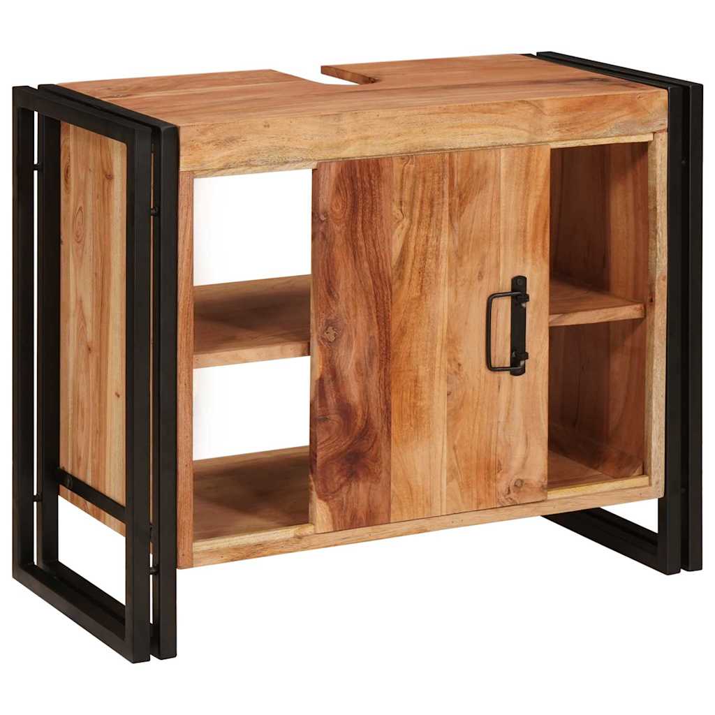 Servantskap Tre til bad 71 x 33 x 58 cm Massiv Akasietre, Jern