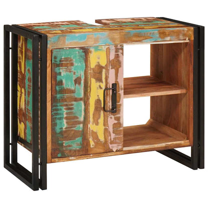 Servantskap Tre til bad 71 x 33 x 58 cm Massiv Gjenvunnet Tre, Jern