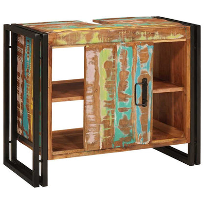 Servantskap Tre til bad 71 x 33 x 58 cm Massiv Gjenvunnet Tre, Jern